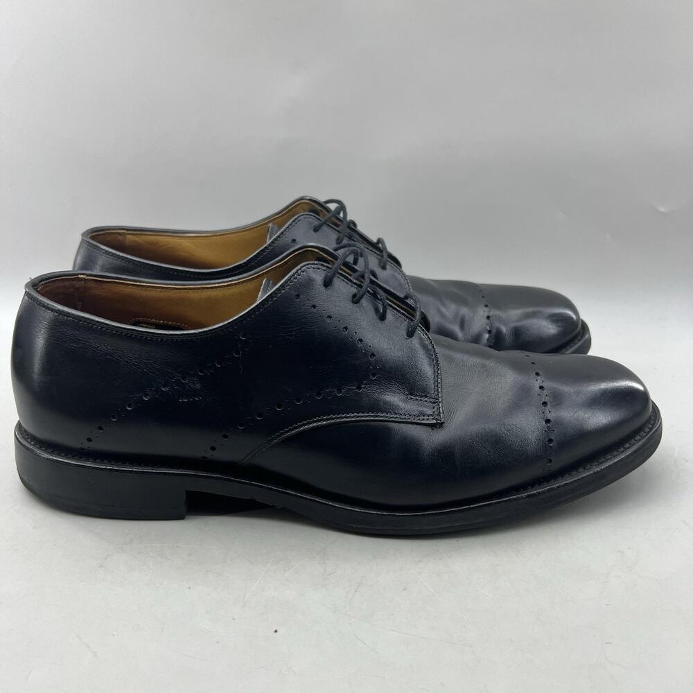 Allen Edmonds Troy Derby Shoes Men Size 10 D Black Leather Cap Toe Dress Oxford